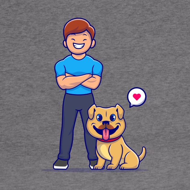 Cute Man With Dog Cartoon Vector Icon Illustration by Catalyst Labs